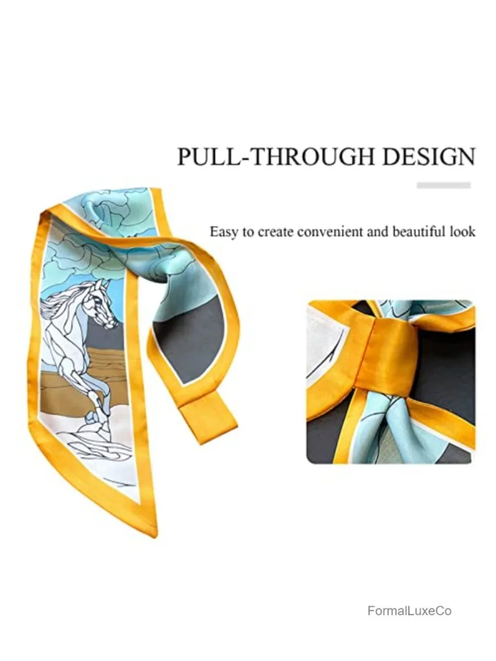 Skinny Silk Scarf Women Easy Pull-Through Narrow Long Neckerchief French Retro